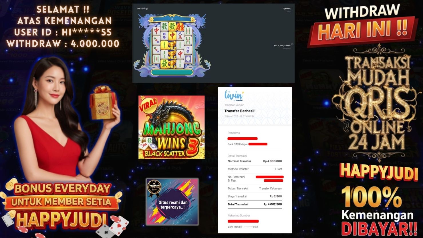 HAPPYJUDI JACKPOT SLOT MAHJONG WINS 3 - BLACK SCATTER